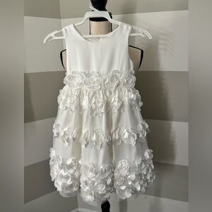 Bonnie Jean Special Occasion White Floral Kids Girl’s Dress Rose Trim size 5